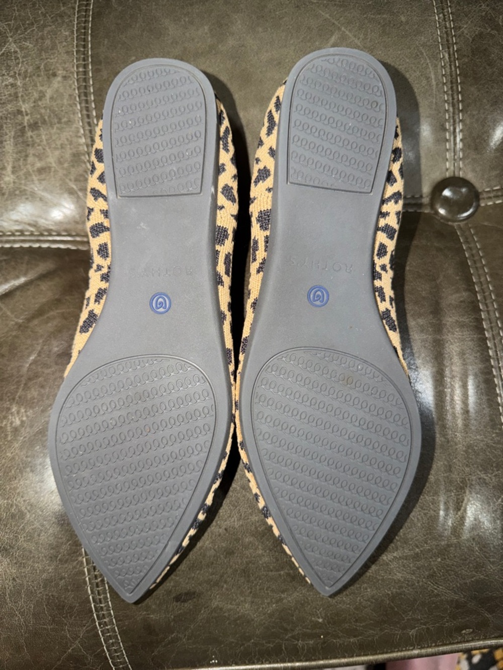 Rothy's Leopard Print Pointed Flats in Tan and Black - Picture 7 of 7
